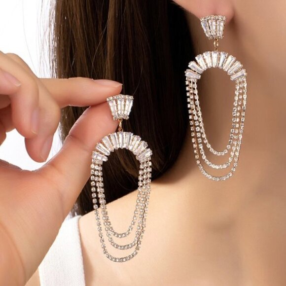 JUJU RHINESTONE DROP EARRINGS - Picture 2 of 2